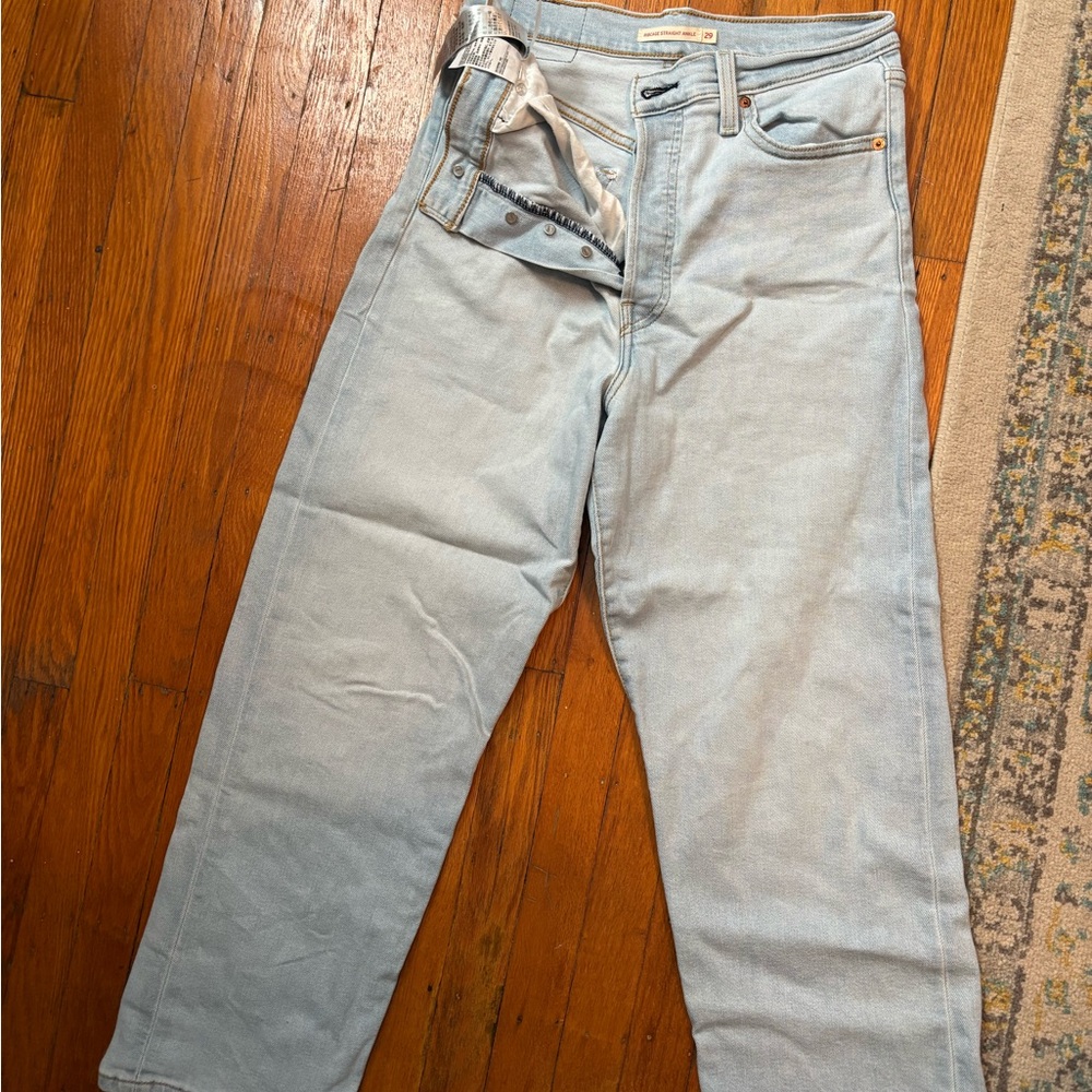 Levi's Light Blue Ribcage Ankle Straight Leg Jeans